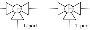 Условное графическое изображение трехходового шарового крана. Компания АБРАДОКС. Вариант 1.